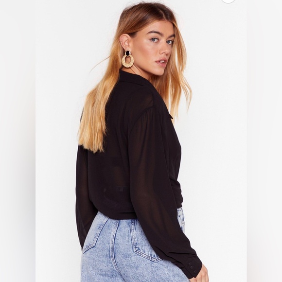 Nasty Gal Chiffon Cropped Wrap Blouse - Picture 3 of 9